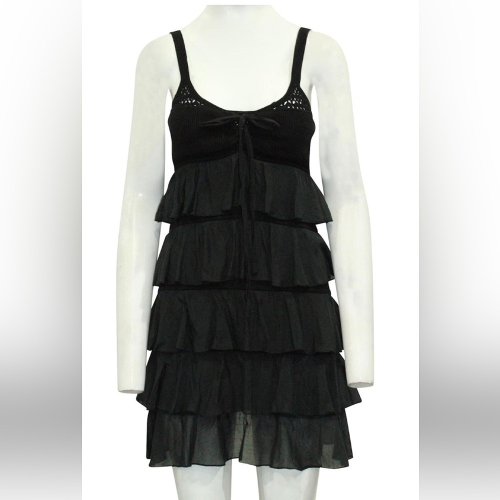Cynthia Steffe black stretch ruffle date dress size large